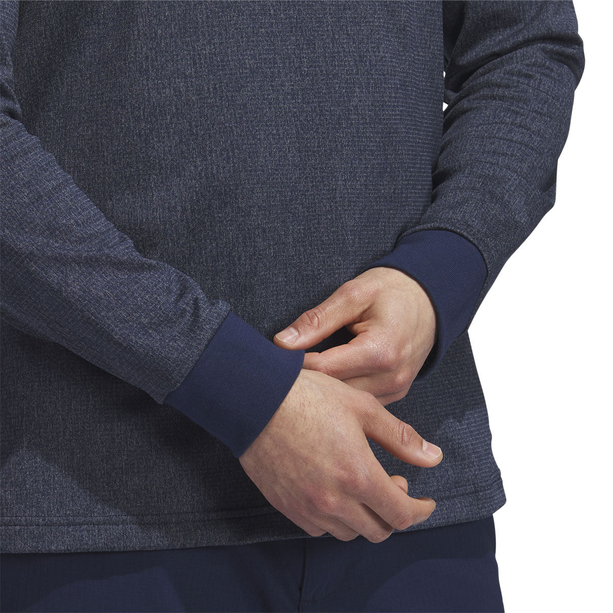 adidas Mens Essentials Heathered Long Sleeve Golf Polo