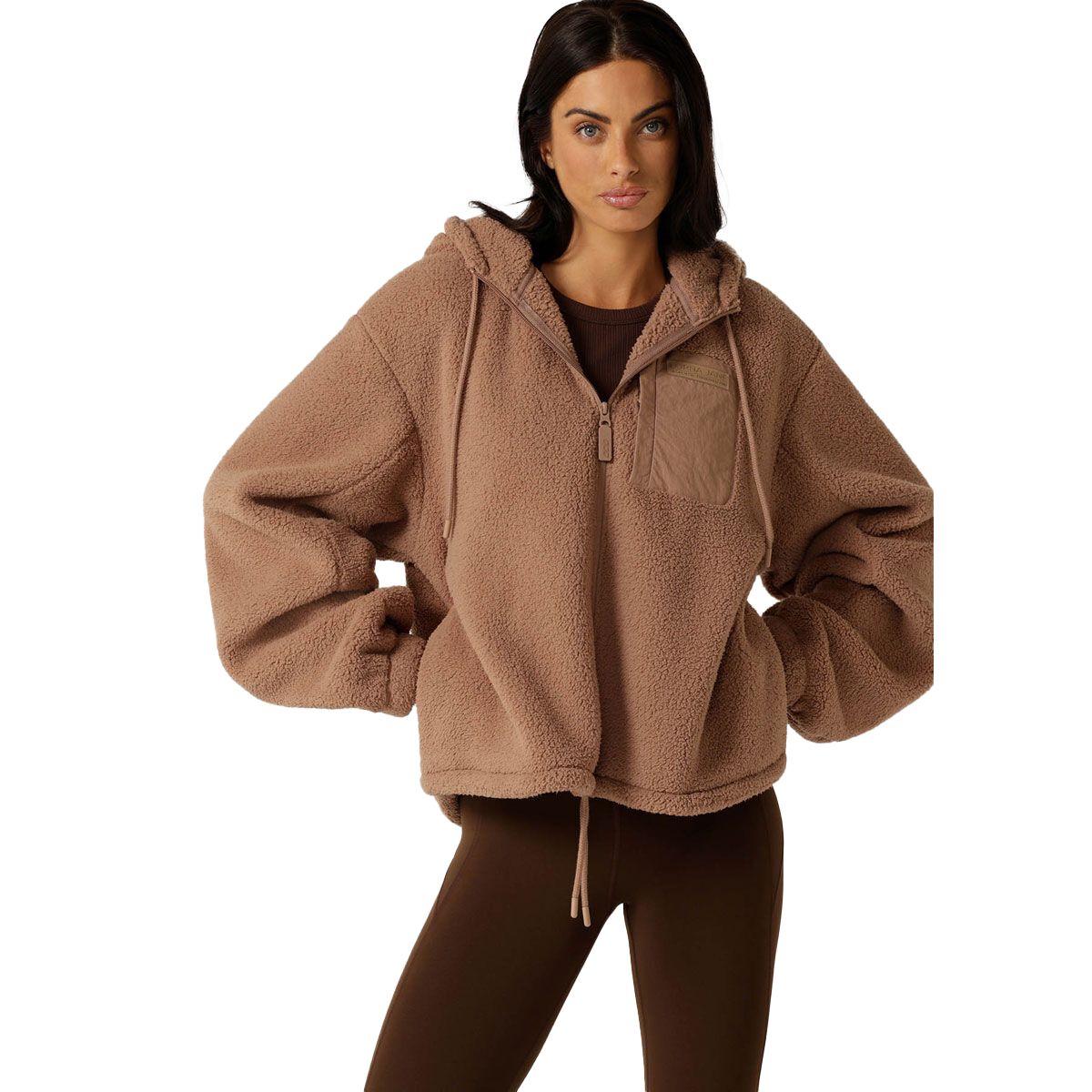 Lorna Jane Womens Teddy Fleece Zip Thru Full Zip Hoodie