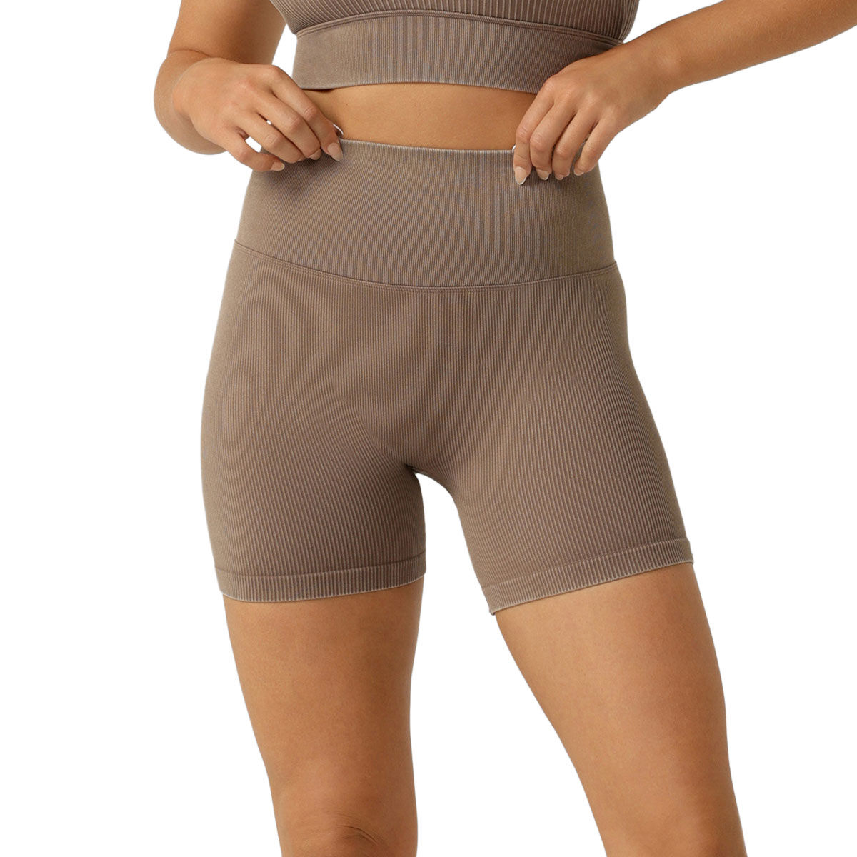 Lorna Jane Womens It Girl Wide Rib Seamless 12cm Bike Shorts