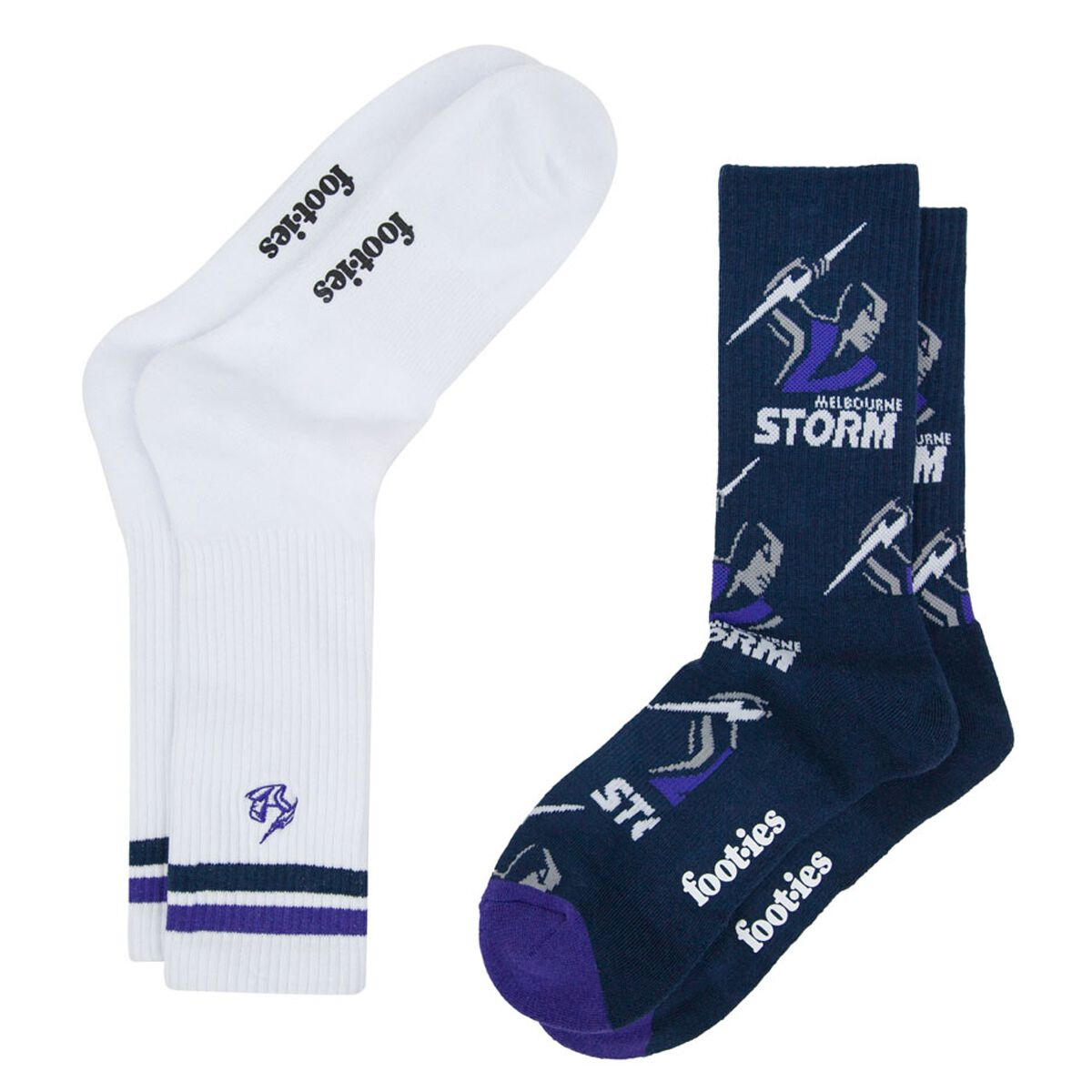 Footies Melbourne Storm 2025 Sneaker Socks 2 Pack
