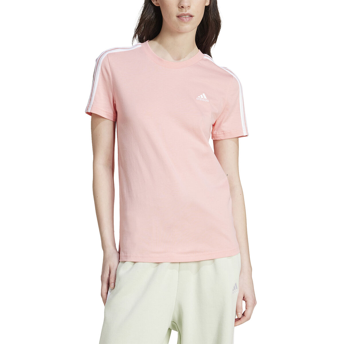 adidas Womens Essentials 3-Stripes Slim Fit Tee
