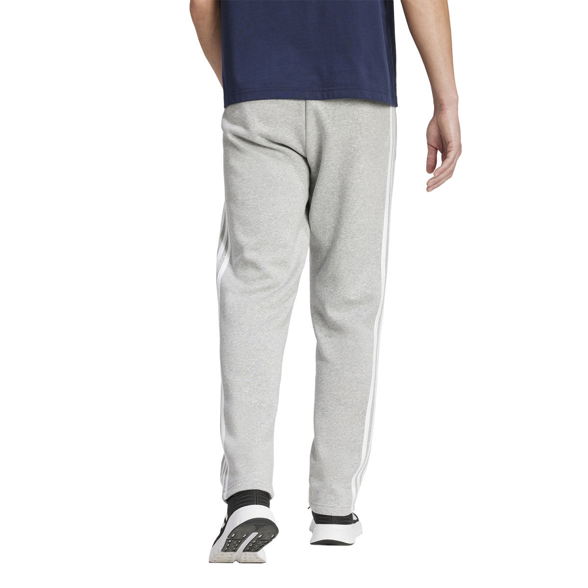 adidas Mens Essentials 3-Stripes Fleece Open Hem Track Pants