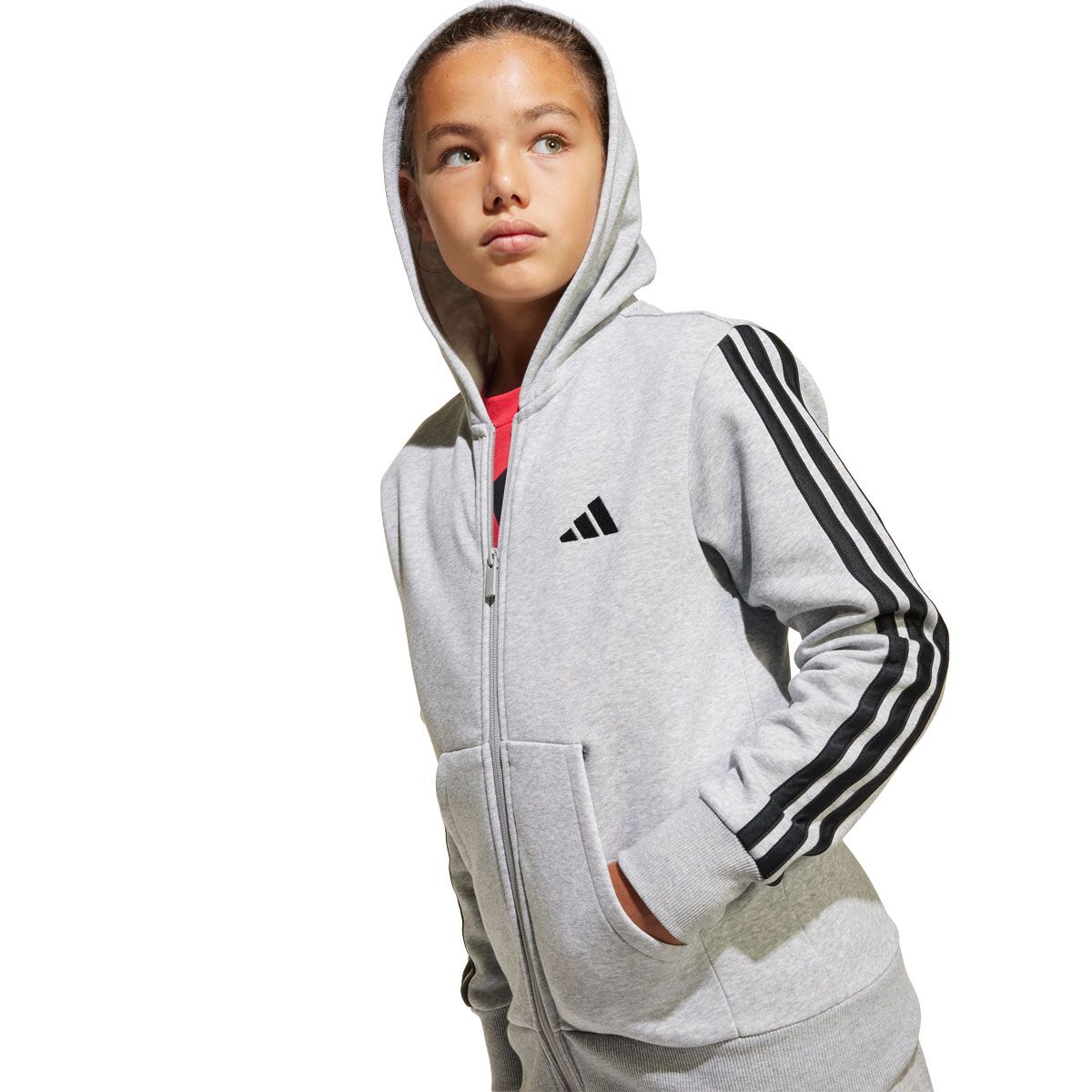 adidas Junior Essentials Fleece 3-Stripes Full Zip Hoodie