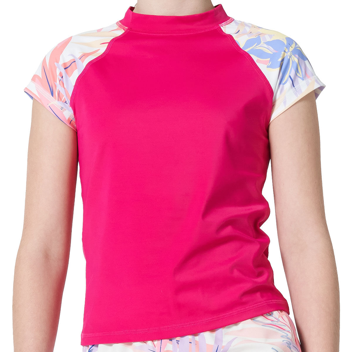 Tahwalhi Girls Psychedelic Palm Short Sleeve Sun Top