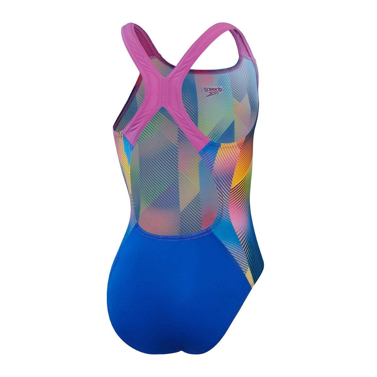 Speedo Girls Digital Allover Powerback One Piece Swimsuit Blue/Print 14