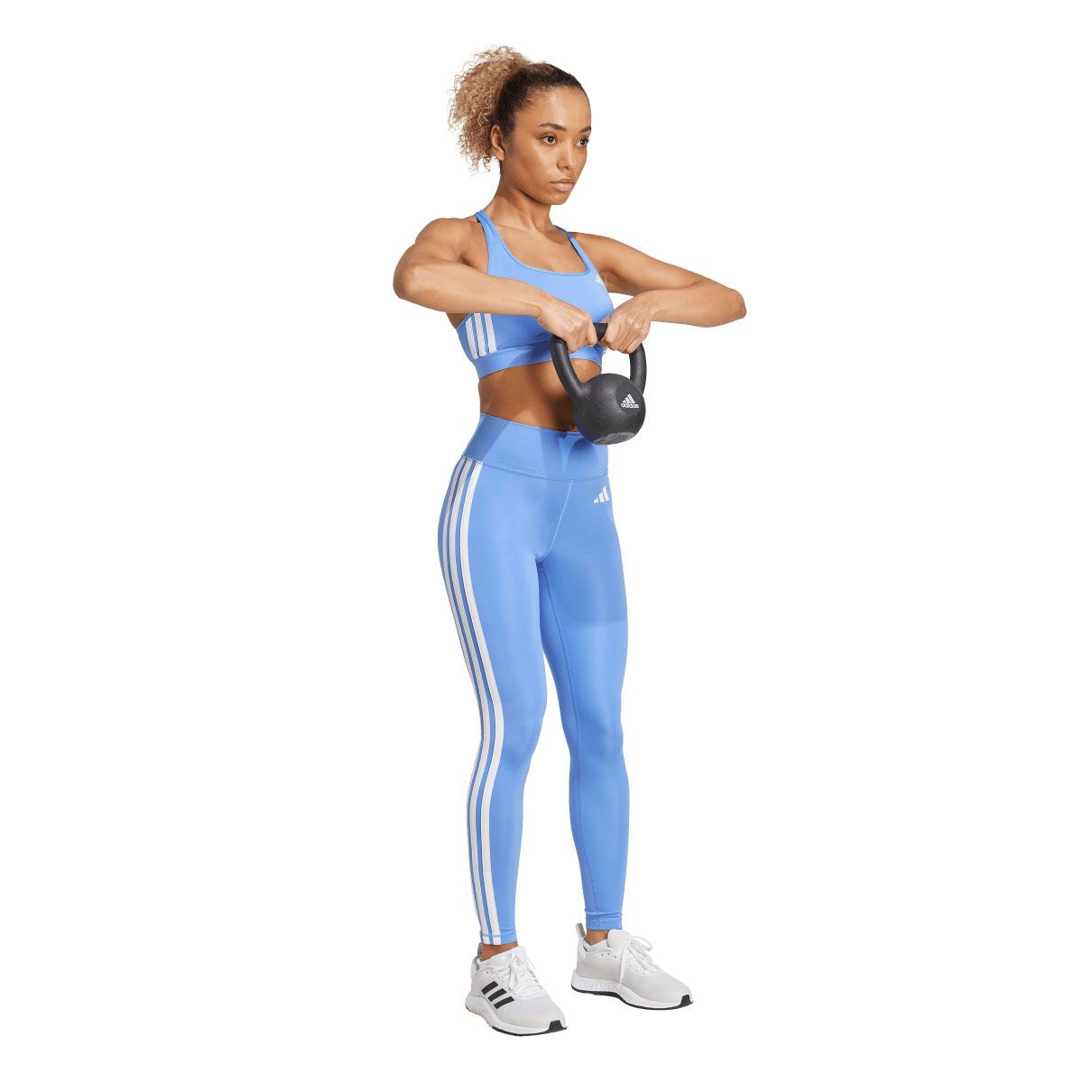 adidas Womens PowerReact Essentials 3-Stripes Medium Support Sports Bra