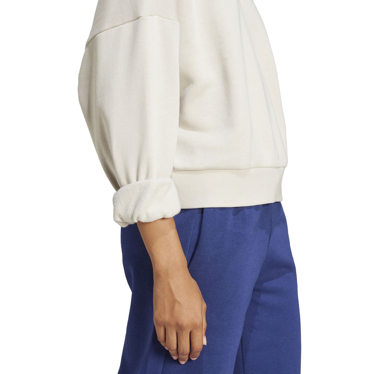 adidas Womens Feel Cozy Fleece Small Logo Crew Sweatshirt