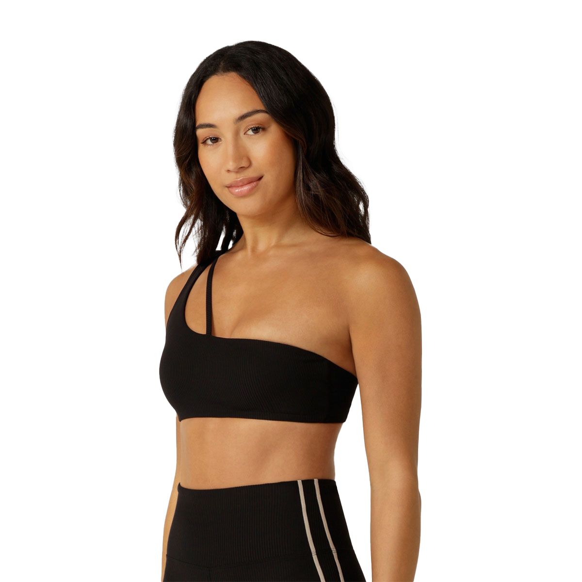 Lorna Jane Womens Second Nature Luxe Rib Asymmetrical Sports Bra