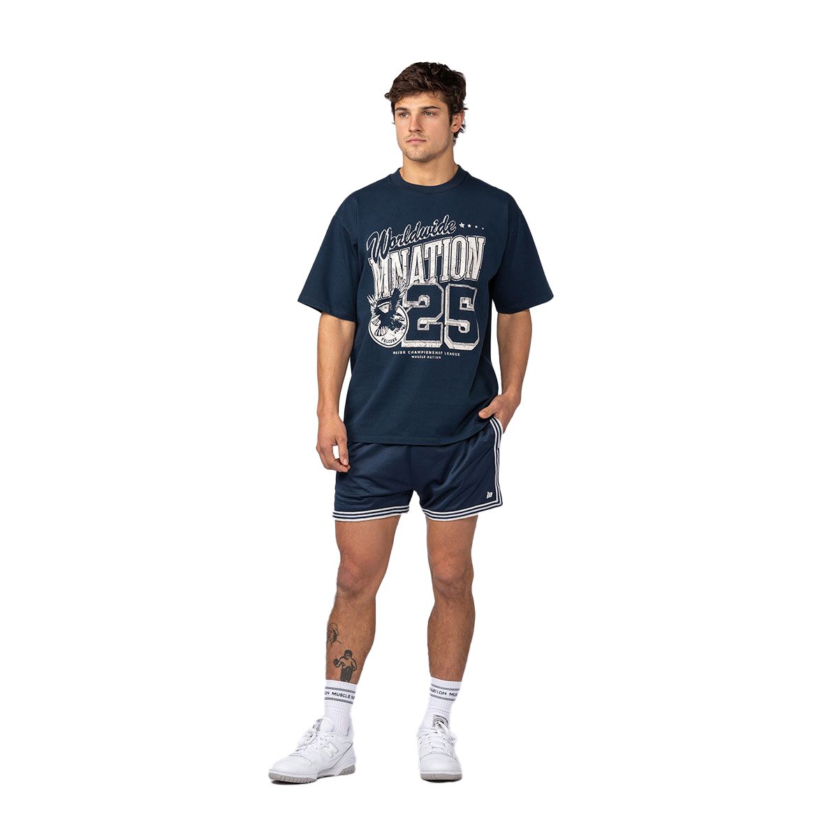 Muscle Nation Mens Retro Mesh 3.5 Inch Training Shorts