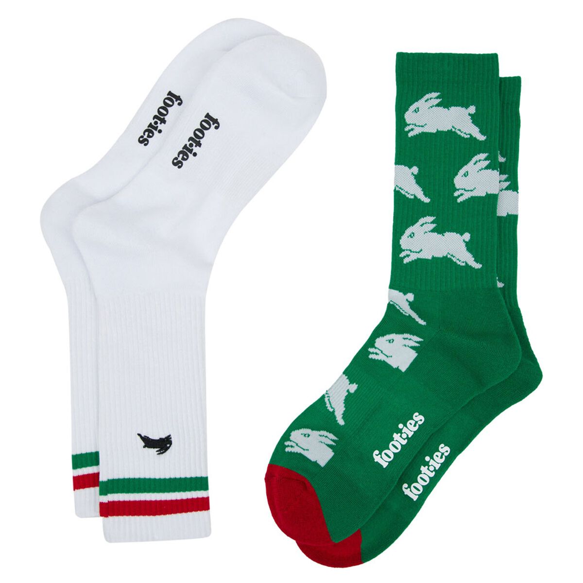 Footies South Sydney Rabbitohs Sneaker Socks 2 Pack