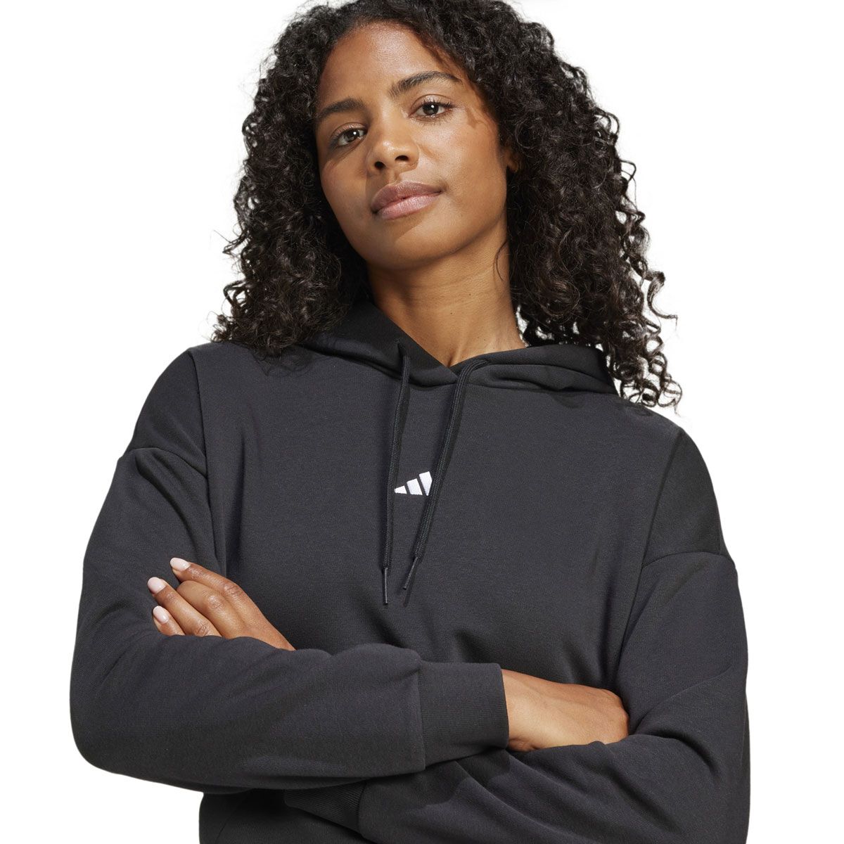 adidas Womens Feel Cozy Fleece Small Logo Pullover Hoodie