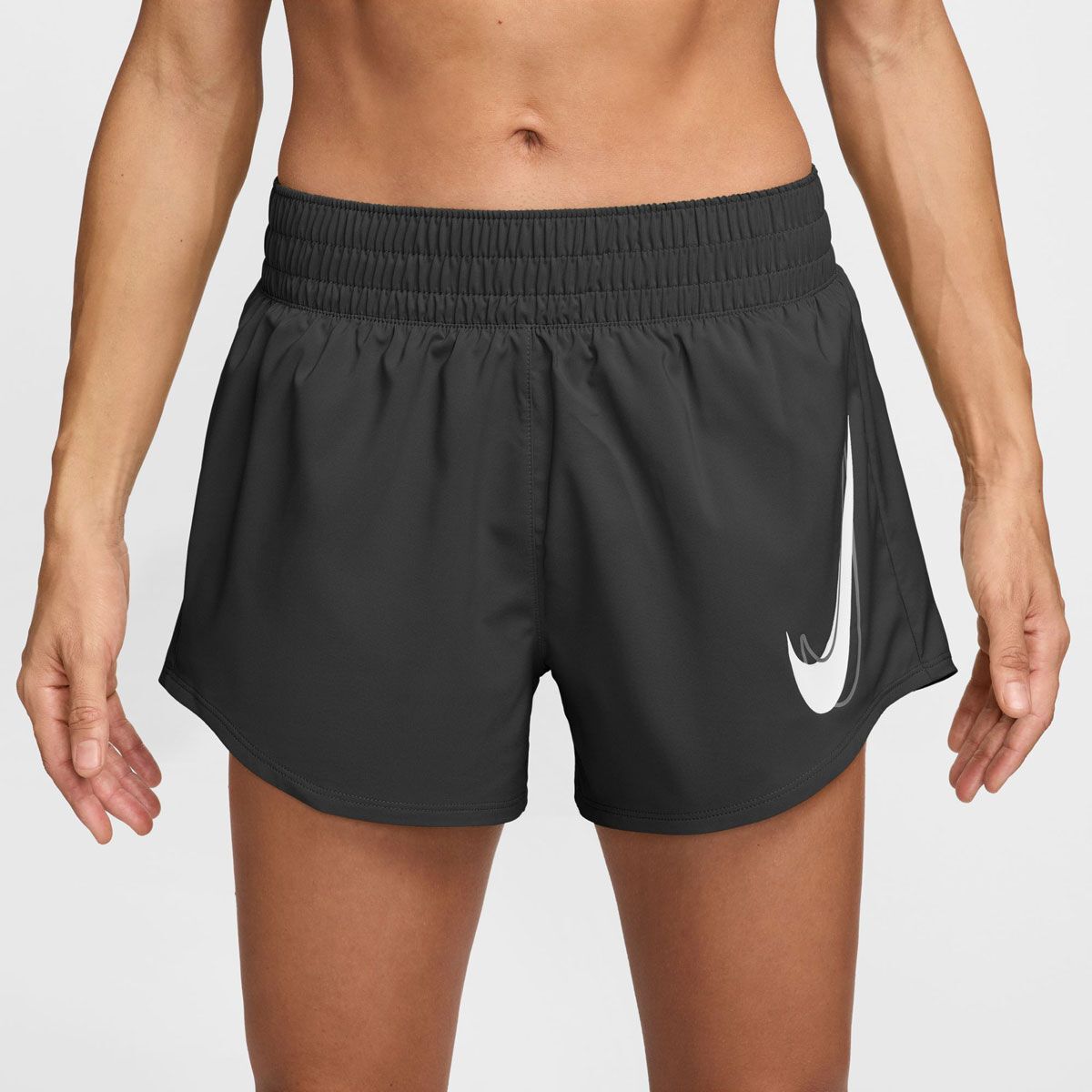 Nike Womens One Swoosh Dri-FIT Mid Rise Brief-Lined Running Shorts
