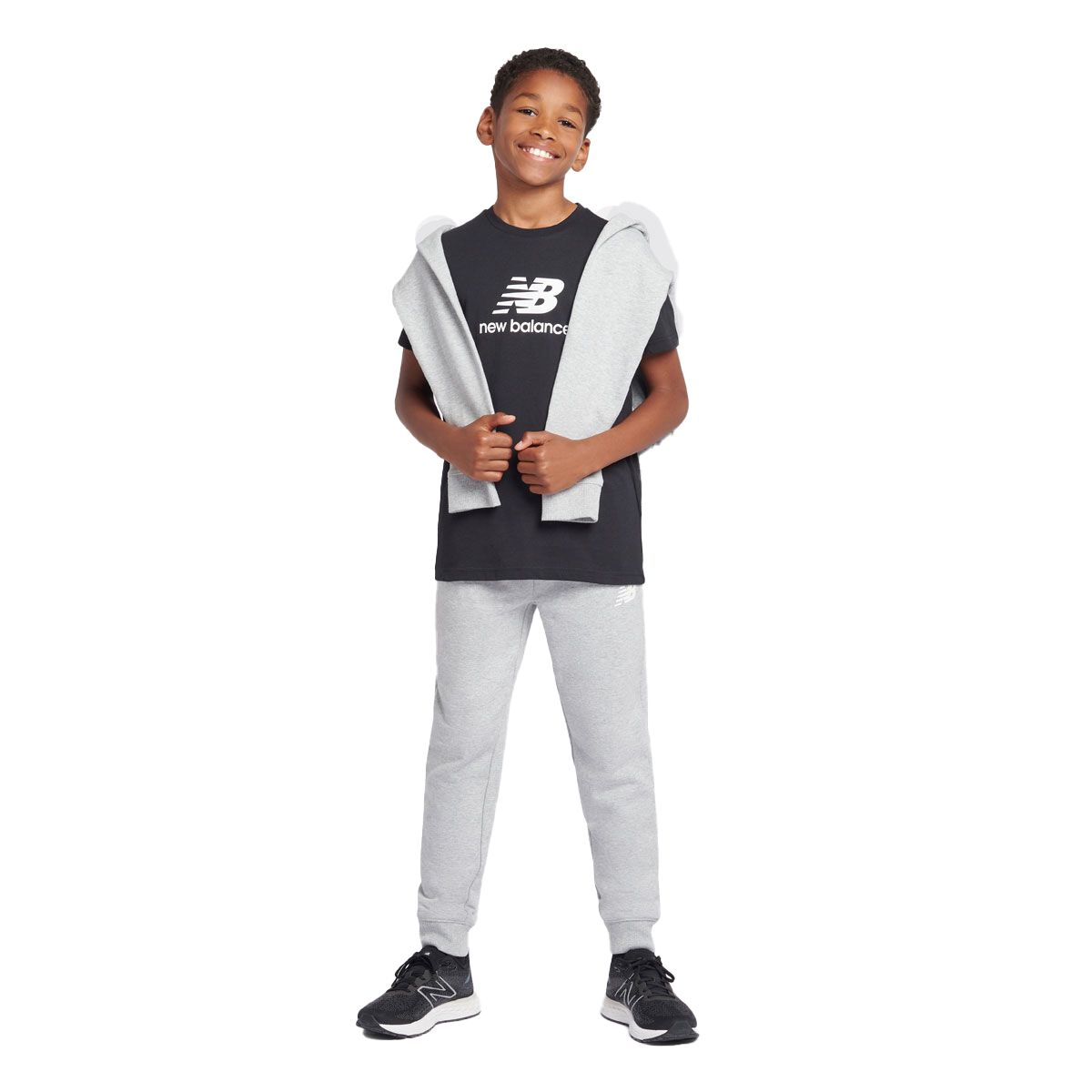New Balance Junior French Terry Stacked Logo Jogger Track Pants
