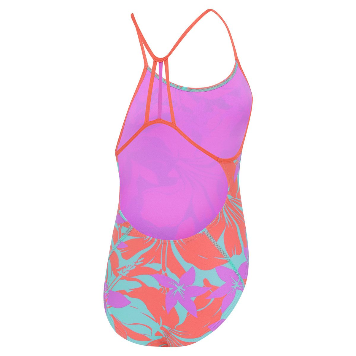 Speedo Girls All Over Line Back One Piece Swimsuit
