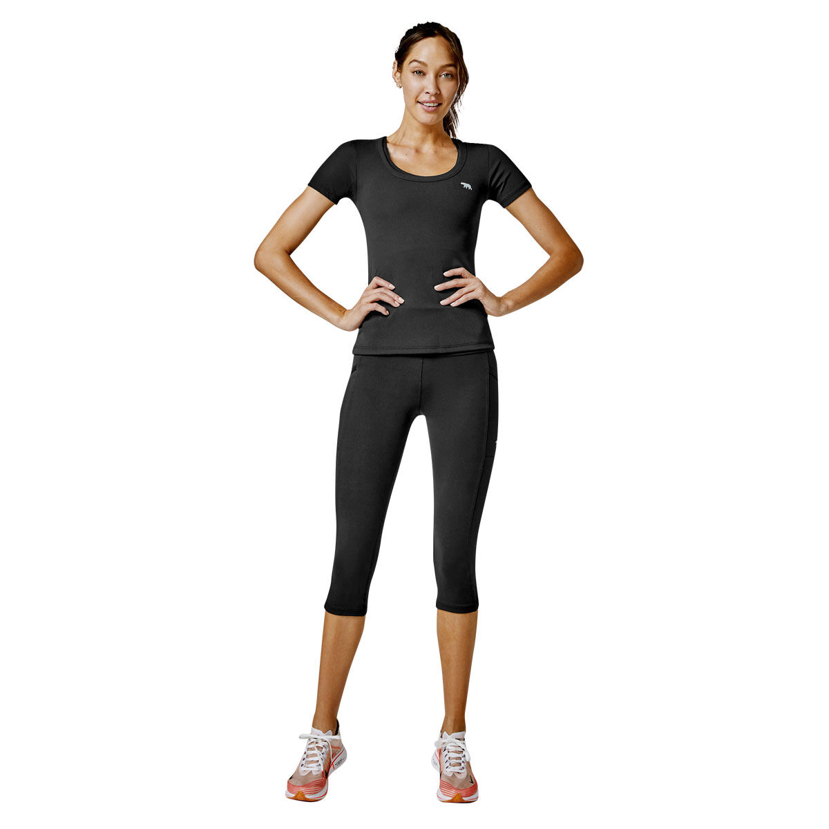 Running Bare Womens Ab-Waisted Power Moves 3/4 Tights