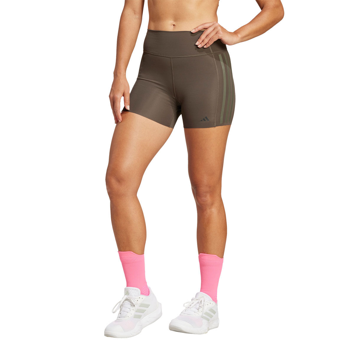adidas Womens Optime Raw Cut Hem 4 Inch Short Tights