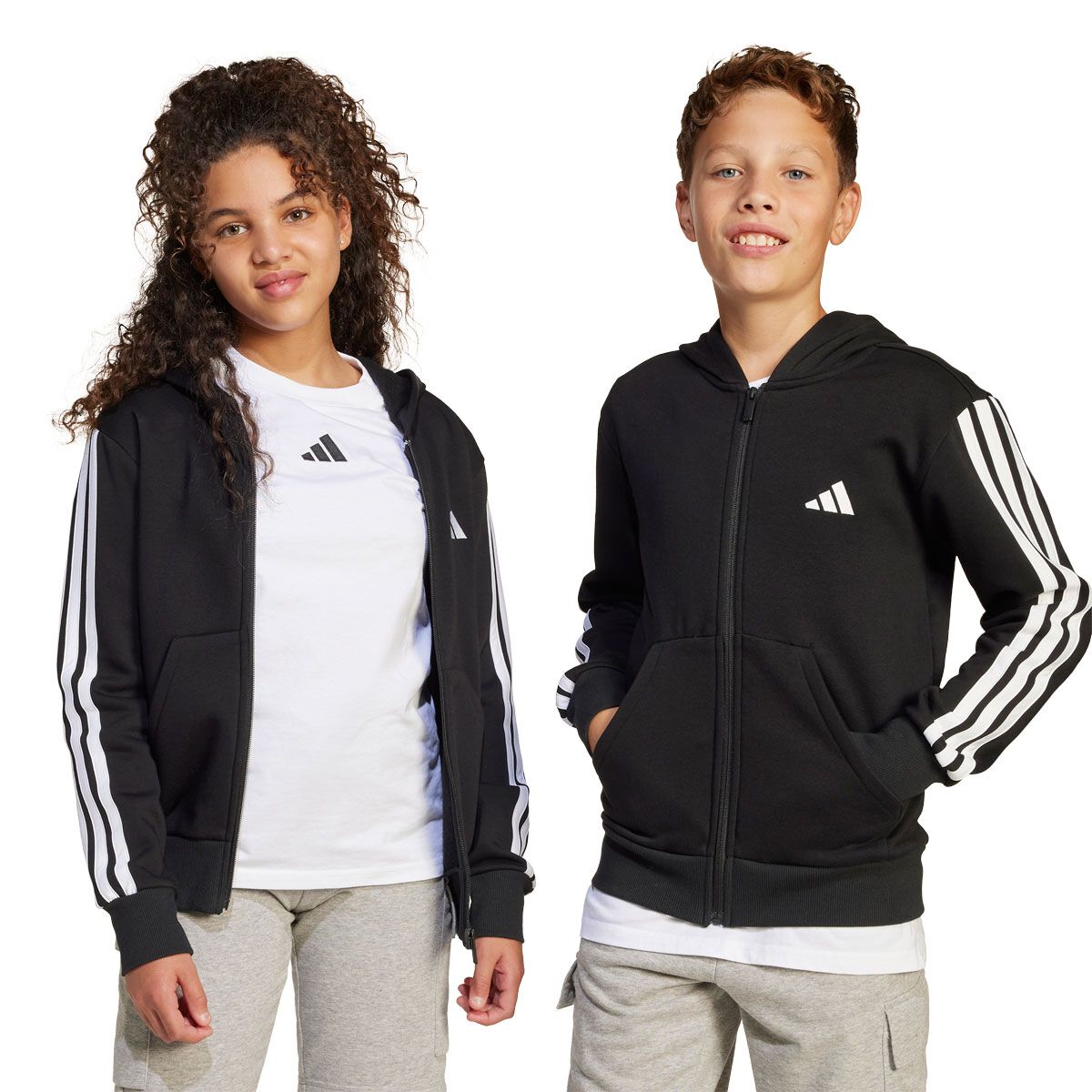 adidas Junior Essentials Fleece 3-Stripes Full Zip Hoodie