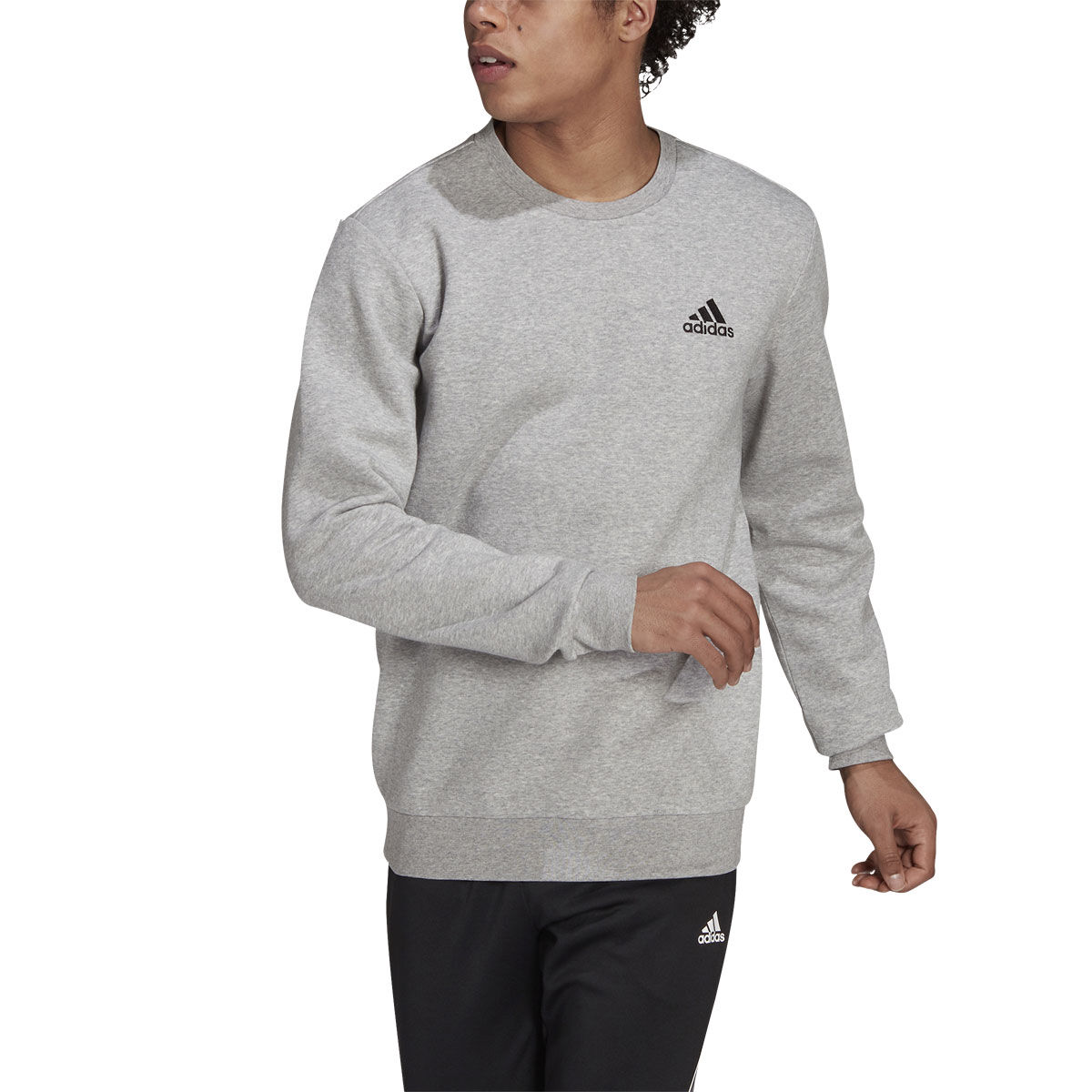 adidas Mens Essentials Feel Cozy Crew Fleece Sweatshirt