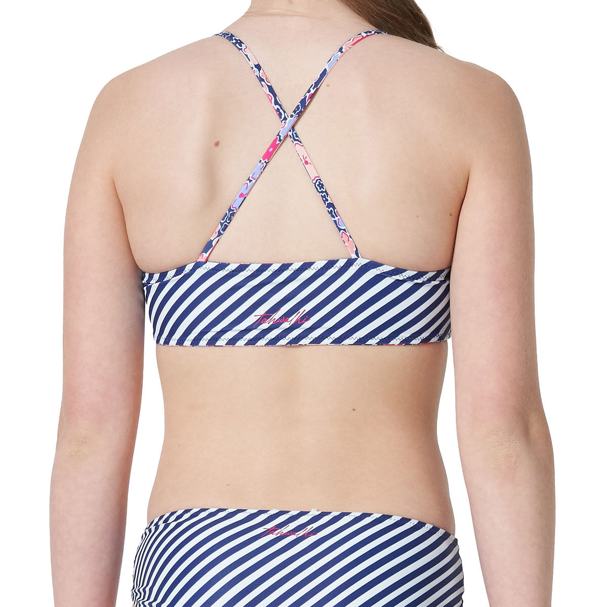 Tahwalhi Girls Reversible Floral Stripe Bikini Set Print 14