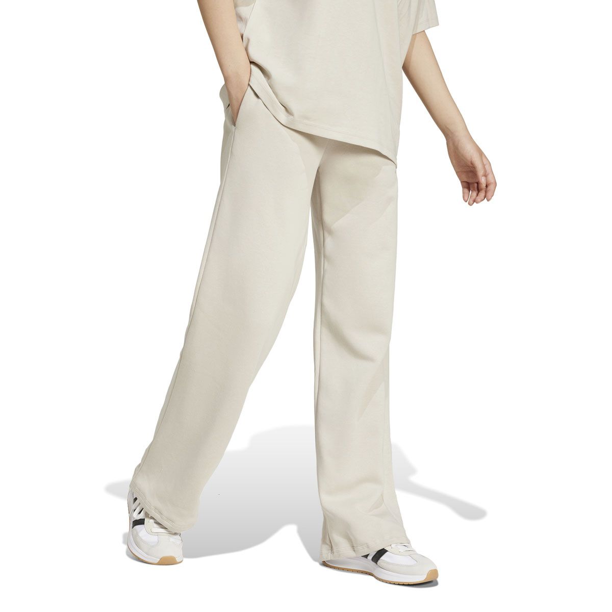 adidas Womens Feel Cozy Fleece Small Logo Open Hem Track Pants