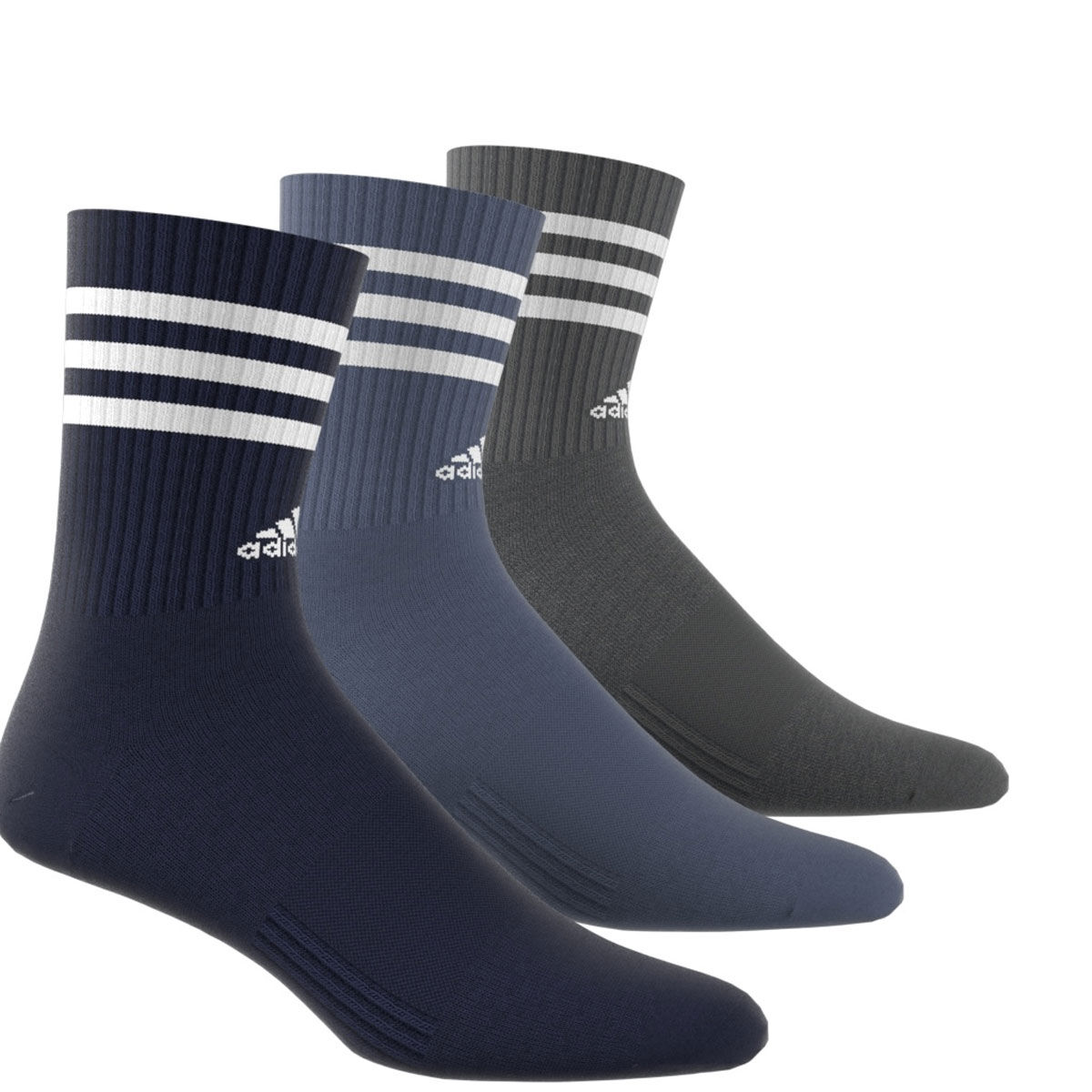 adidas 3-Stripes Cushioned Crew 3 Pack Socks Navy S