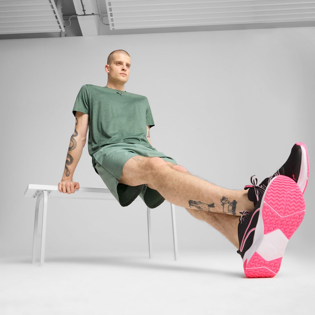 PUMA Mens Train All Day Essentials Heather Training Tee