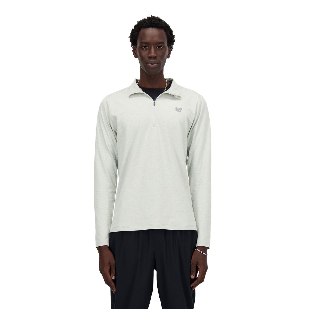 New Balance Mens Space Dye Quarter Zip Pullover Running Top