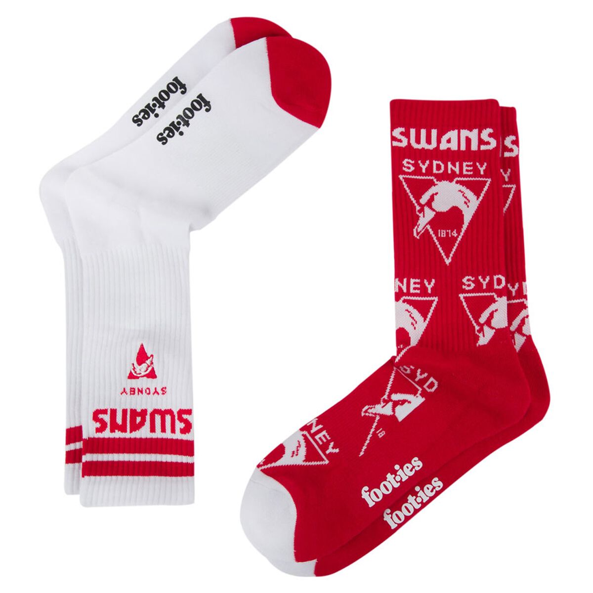 Footies Sydney Swans 2025 Sneaker Socks 2 Pack