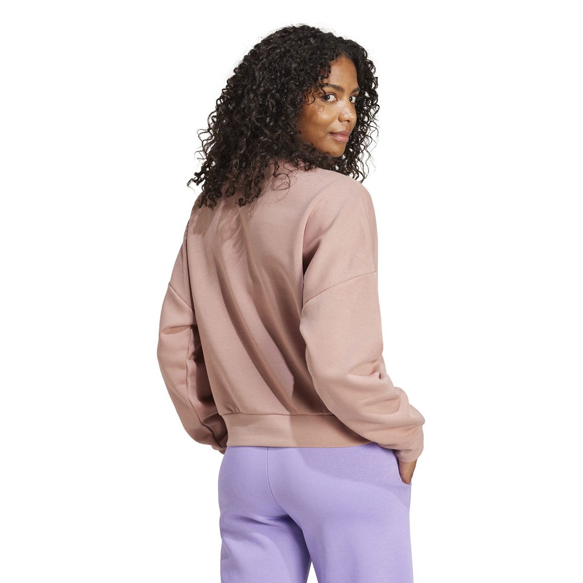 adidas Womens Feel Cozy Fleece Small Logo Crew Sweatshirt