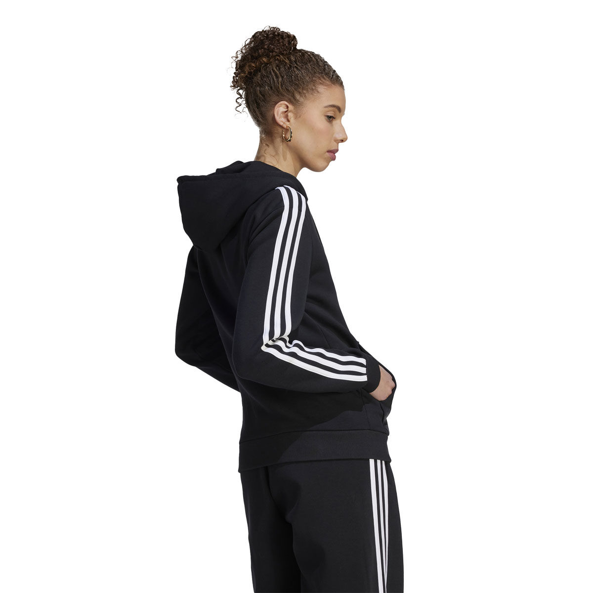 adidas Womens Essentials Fleece 3-Stripes Full Zip Hoodie