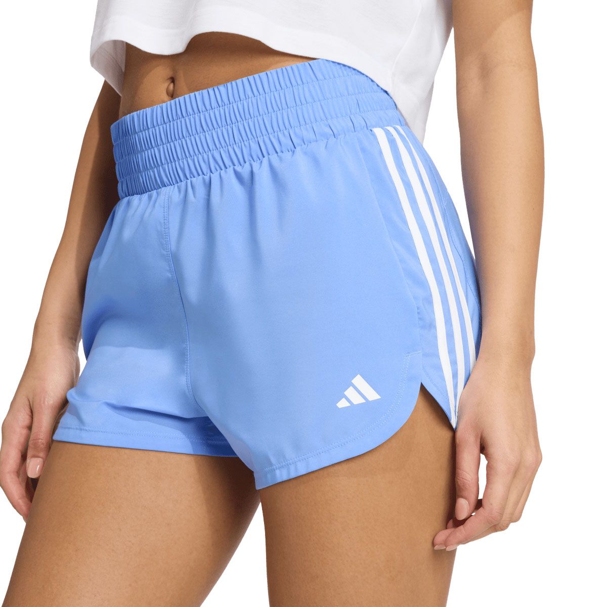 adidas Womens Pacer 3-Stripes High Rise Woven Shorts
