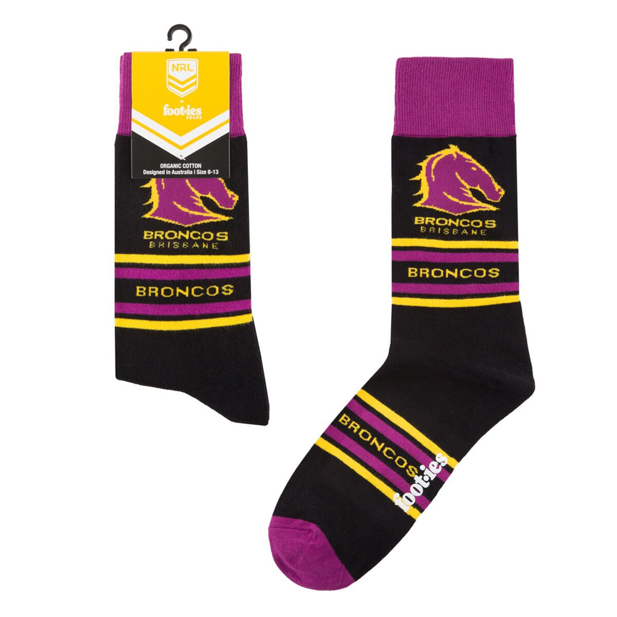 Brisbane Broncos Stripe Organic Cotton Socks