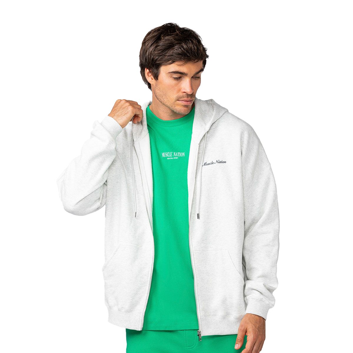 Muscle Nation Mens Classic Zip Through Hoodie