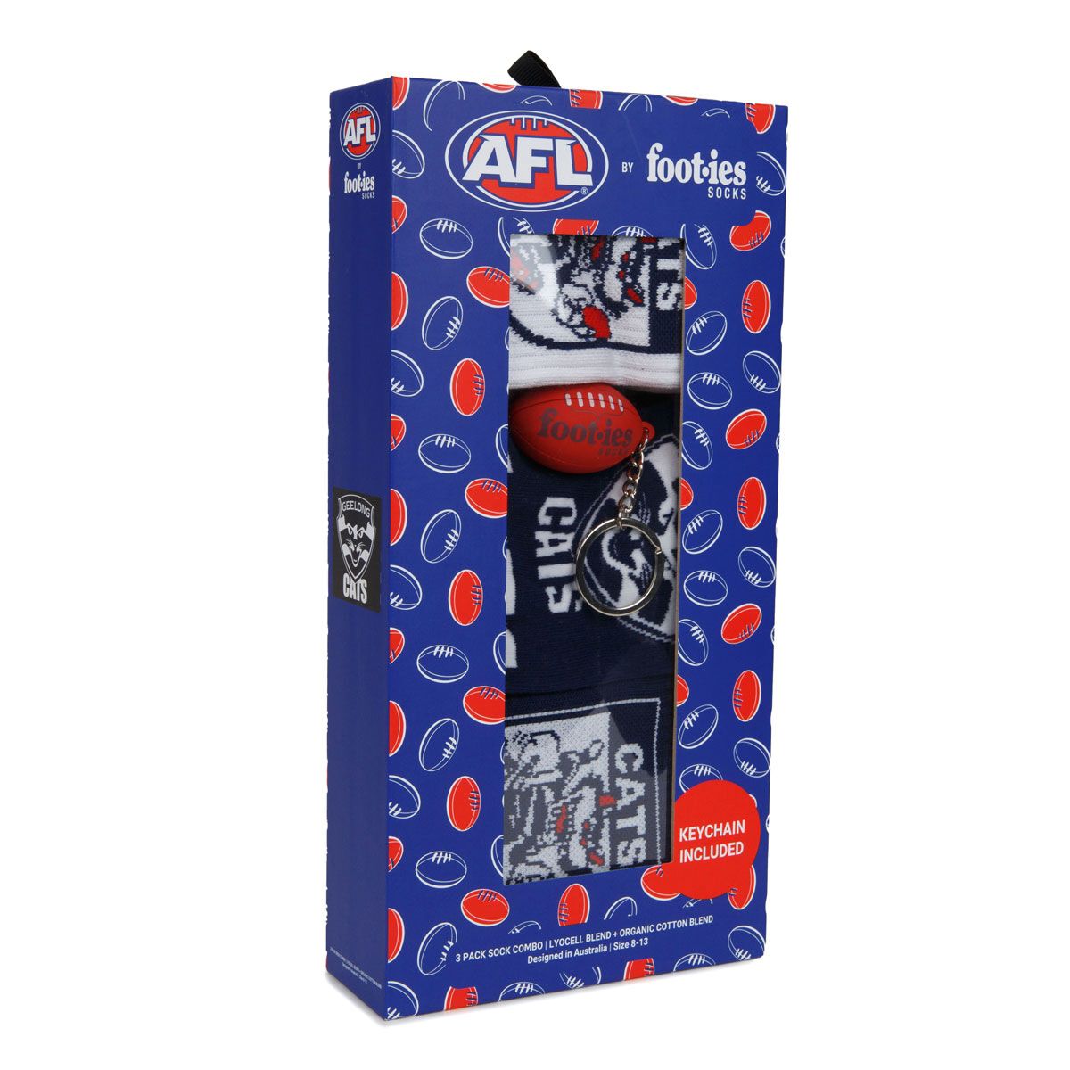 Footies Geelong Cats 3 Pack Socks Gift Box