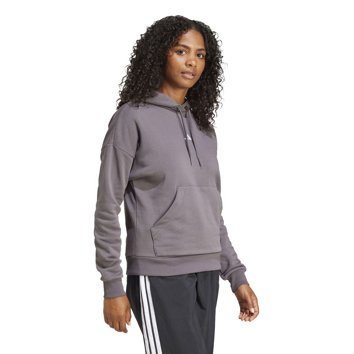 adidas Womens Feel Cozy Fleece Small Logo Pullover Hoodie