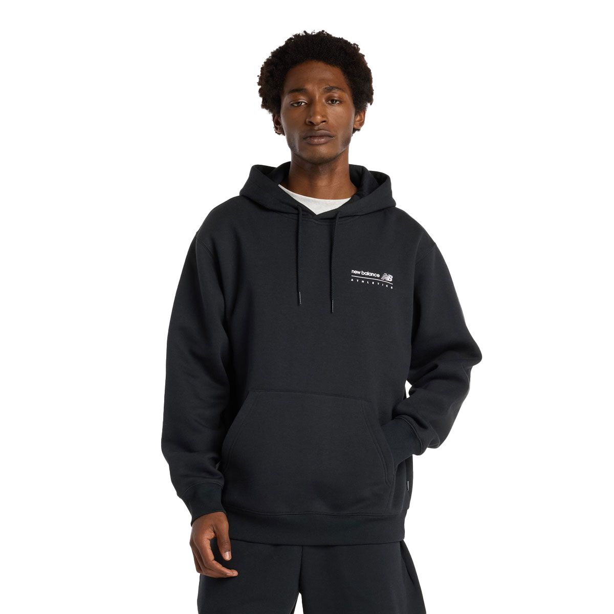 New Balance Mens Linear Graphic Fleece Hoodie