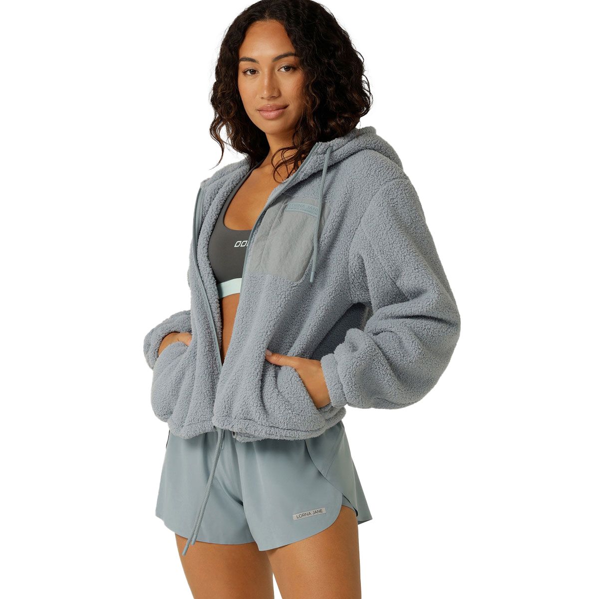 Lorna Jane Womens Teddy Fleece Zip Thru Full Zip Hoodie