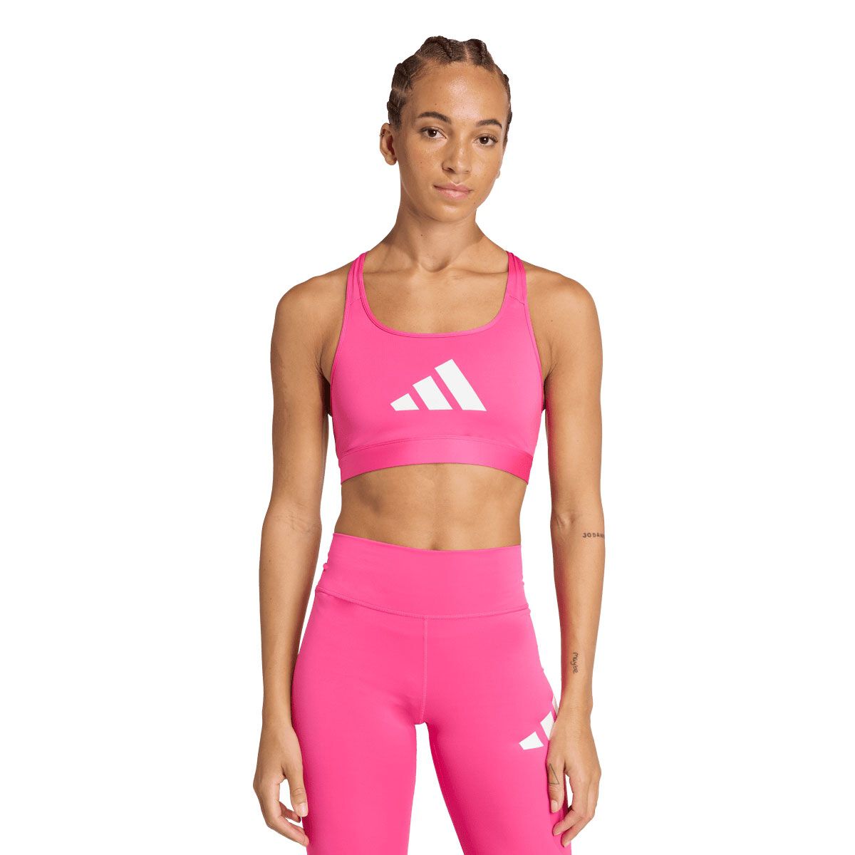 adidas Womens PowerReact Big Logo Graphic Sports Bra