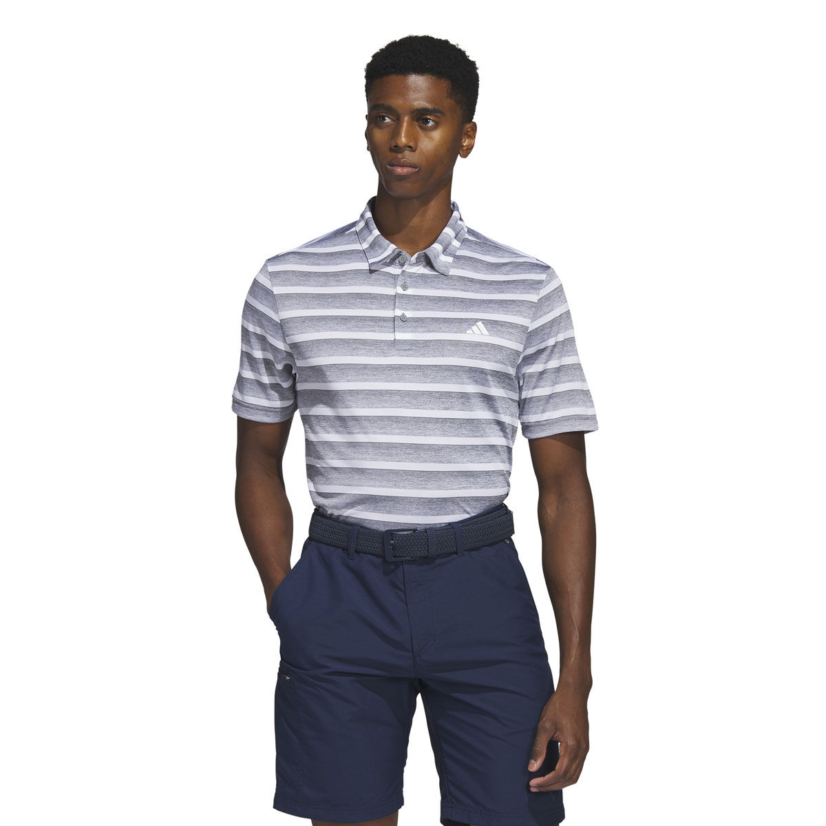 adidas Mens Two-Colour Striped Golf Polo