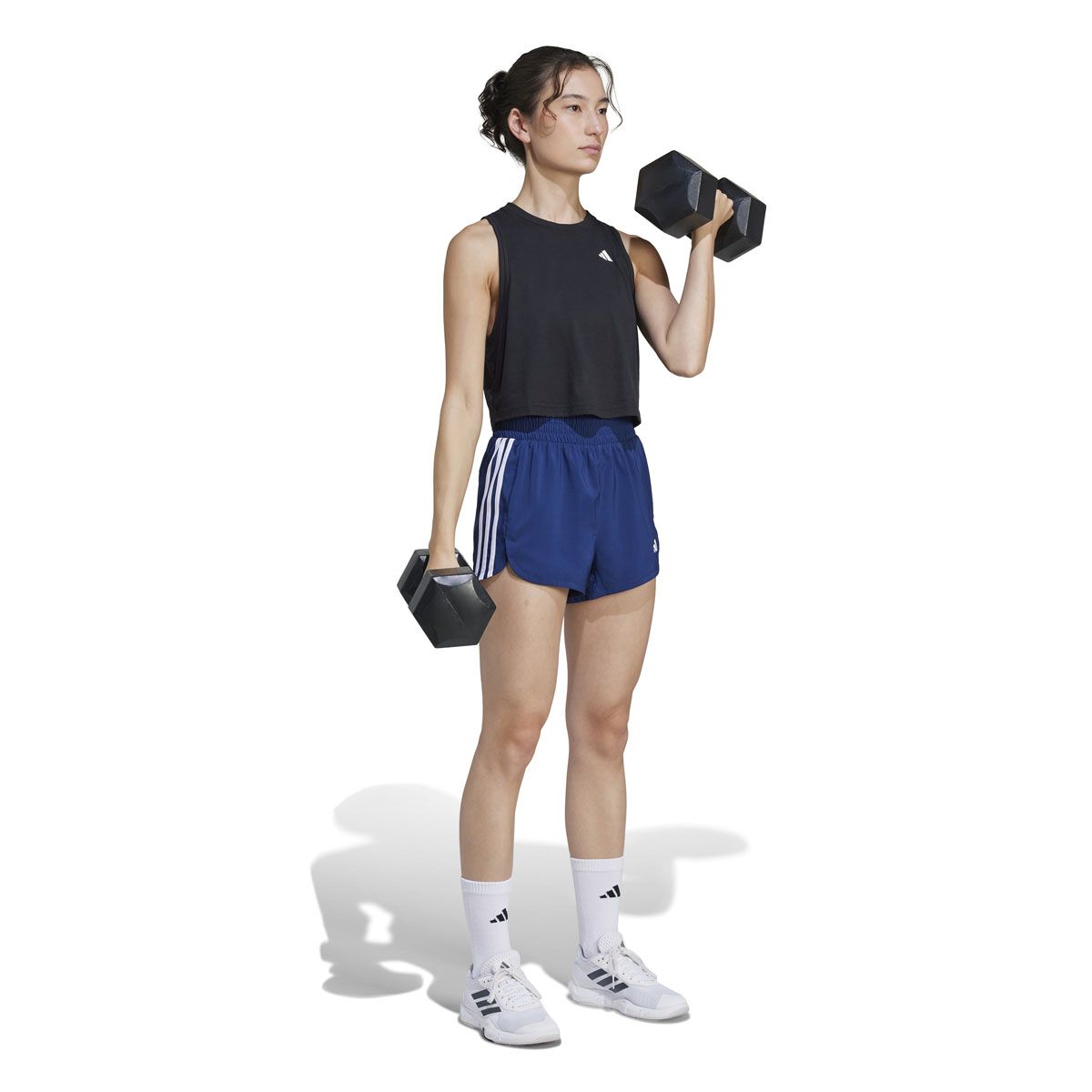 adidas Womens Pacer 3 Stripes Training High Rise Shorts