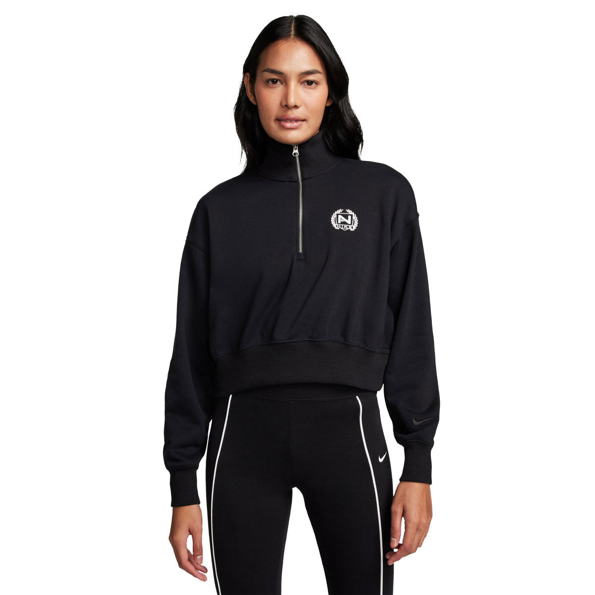 Nike Womens Sportswear Fleece Oversized Half Zip Crop Sweatshirt