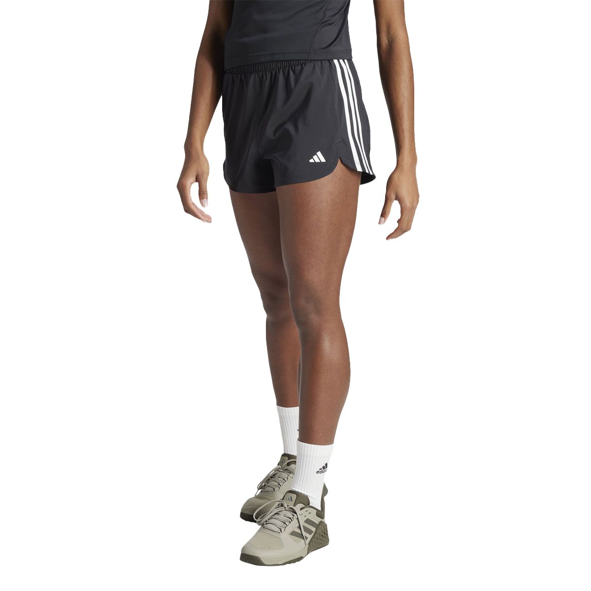 adidas Womens Pacer 3 Stripes Training High Rise Shorts