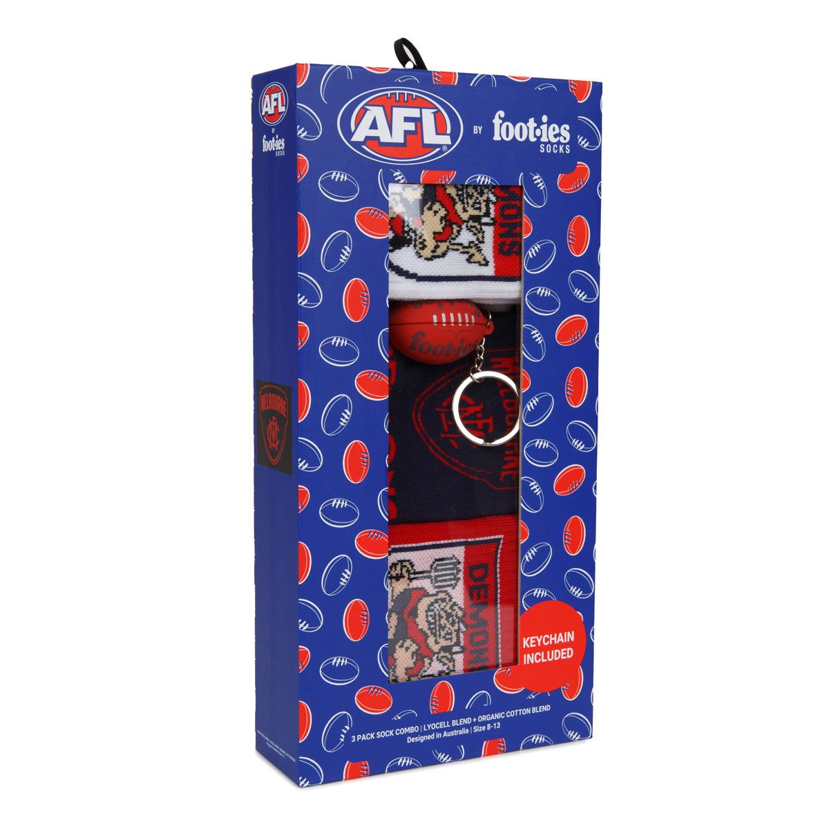 Footies Melbourne Demons 3 Pack Socks Gift Box