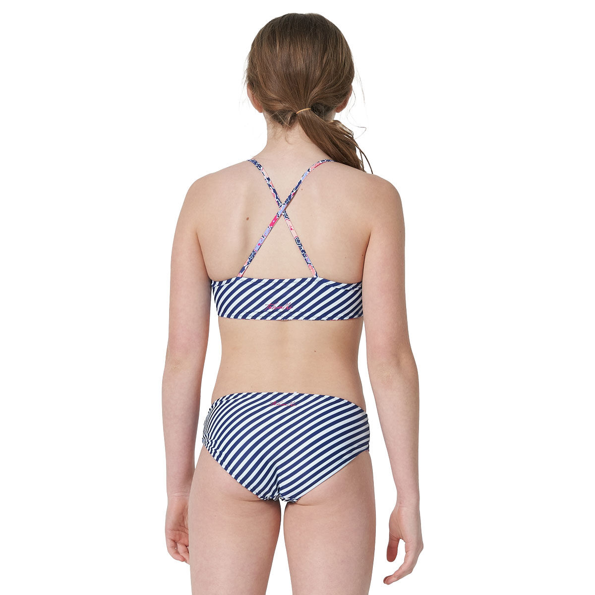 Tahwalhi Girls Reversible Floral Stripe Bikini Set Print 14