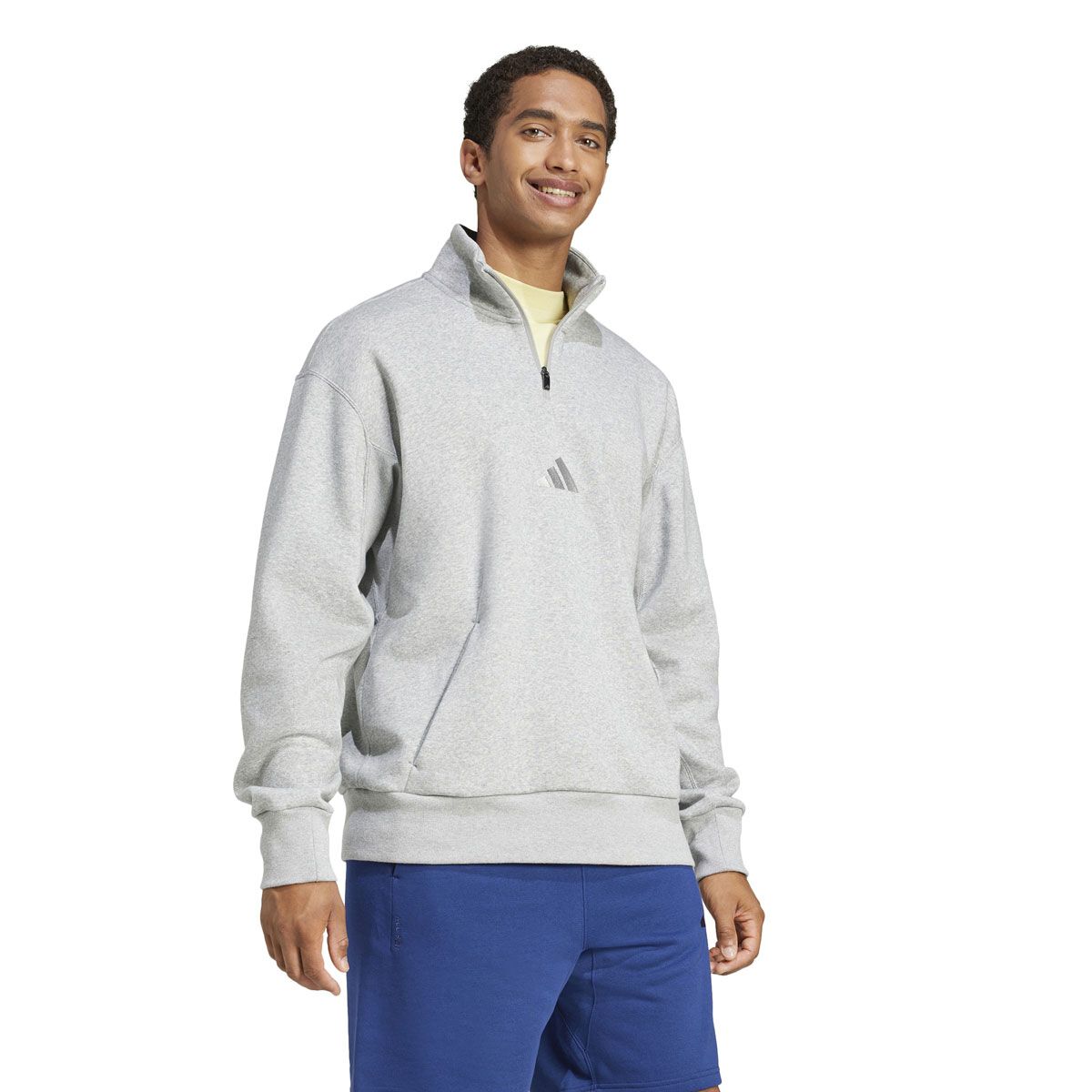 adidas Mens ALL SZN Fleece Quarter Zip Crew Sweatshirt
