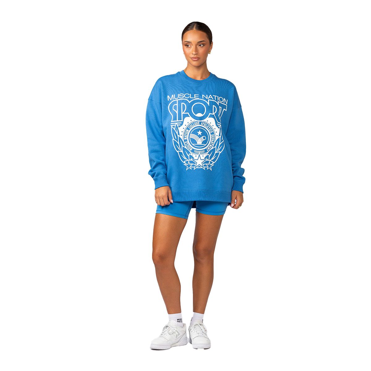 Muscle Nation Womens Athletics Oversized Pullover Sweatshirt
