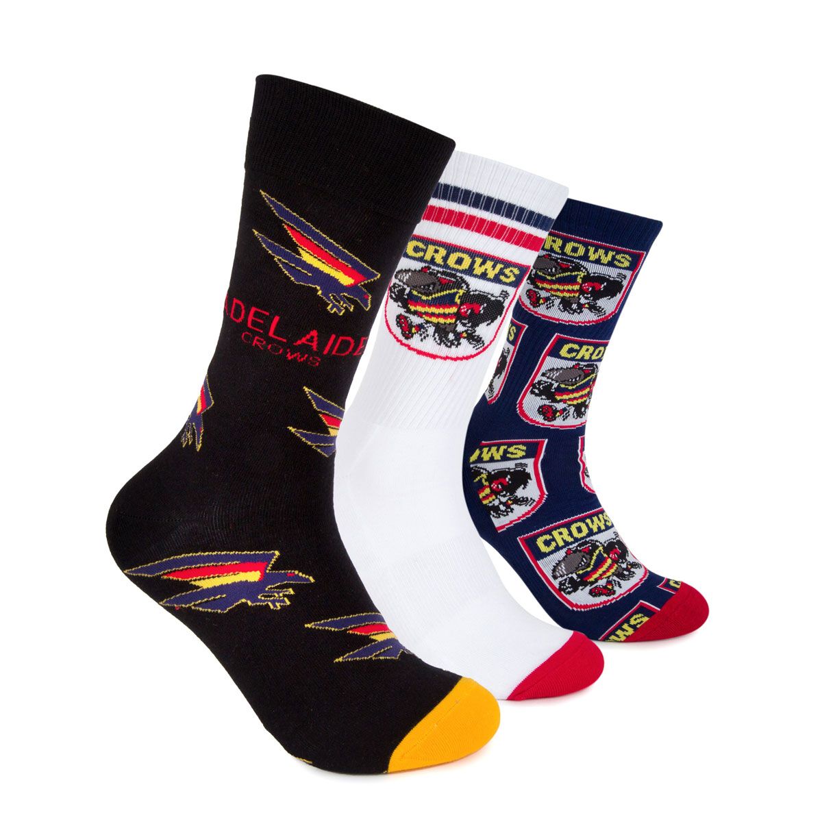 Footies Adelaide Crows 3 Pack Socks Gift Box
