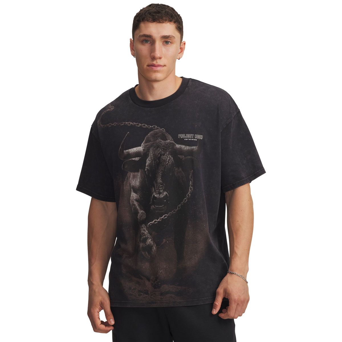 Under Armour Mens Project Rock Washed Heavyweight Tee