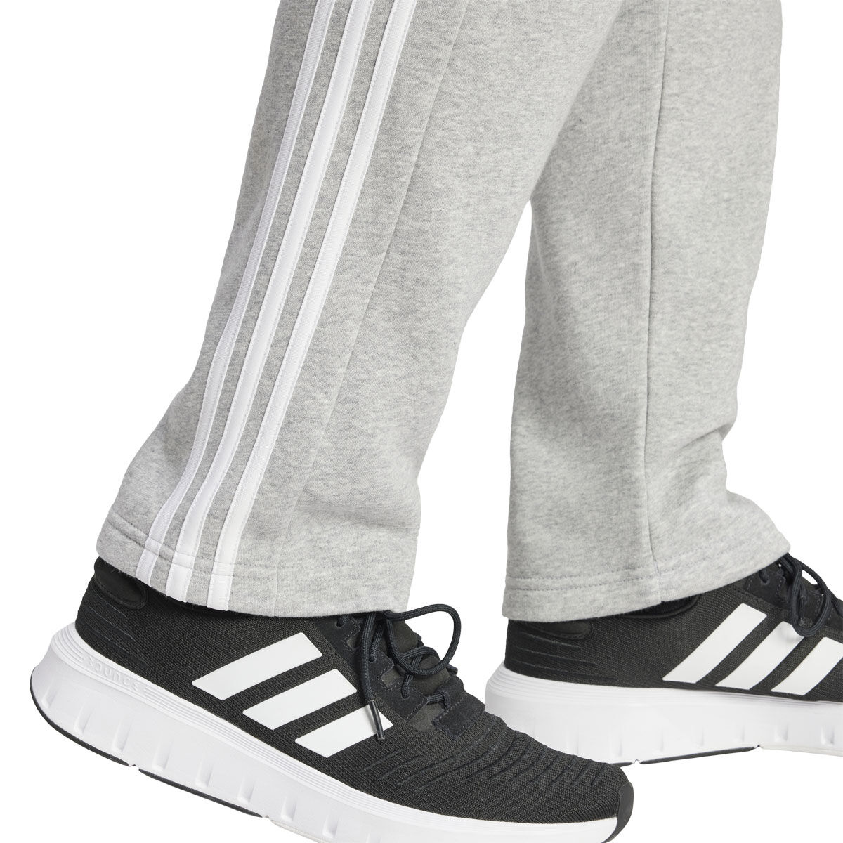 adidas Mens Essentials 3-Stripes Fleece Open Hem Track Pants