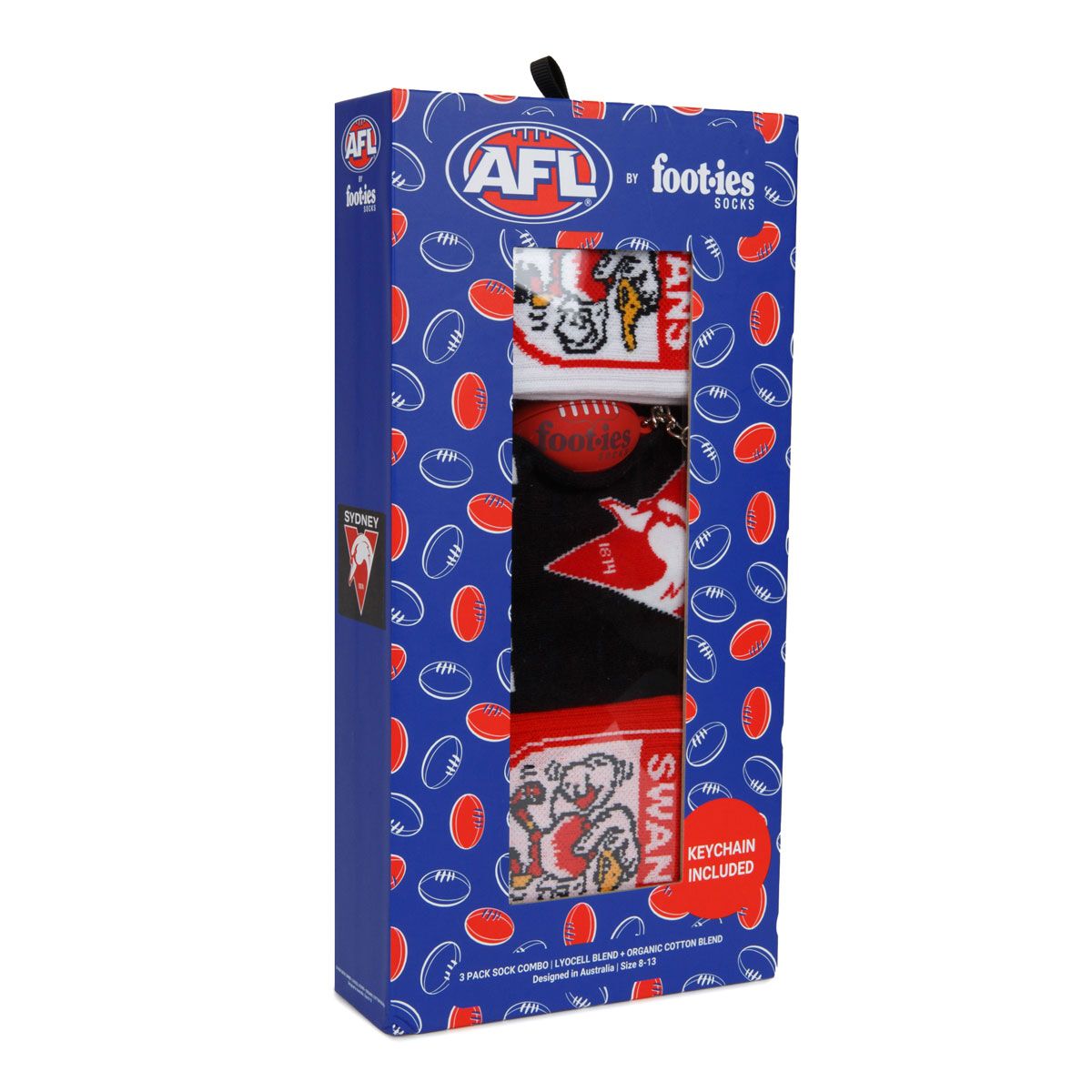 Footies Sydney Swans 3 Pack Socks Gift Box